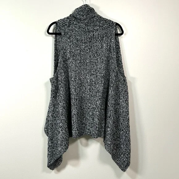 Gray Marled Knit Waterfall Hem Sleeveless Cardigan Vest - Picture 2 of 9